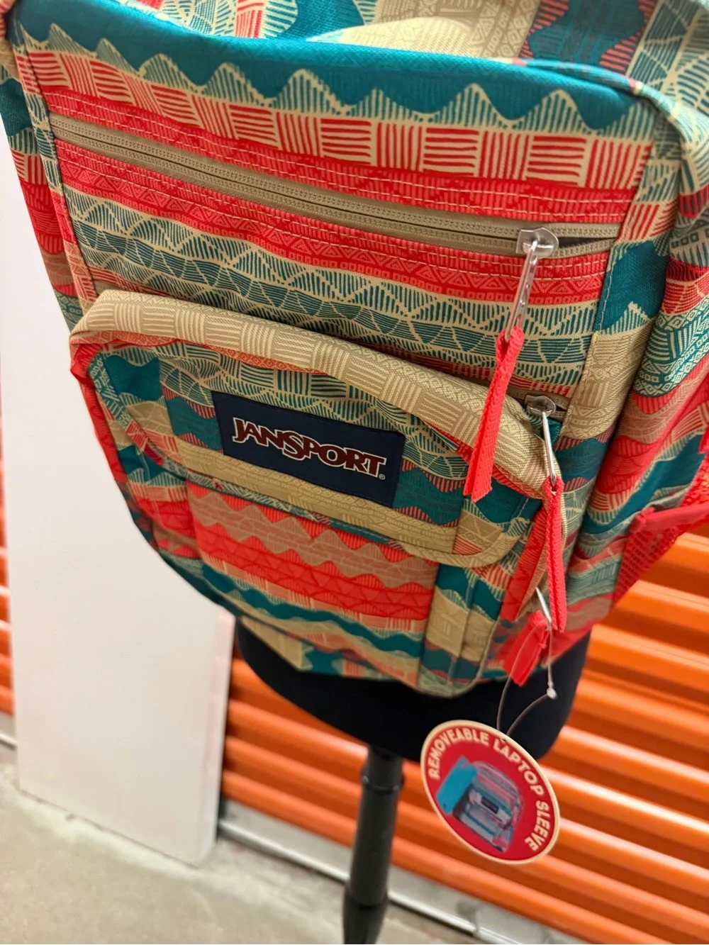 NWT JanSport Men’s Digital Student Multicolor Patterned Backpack - Red/Teal/Tan